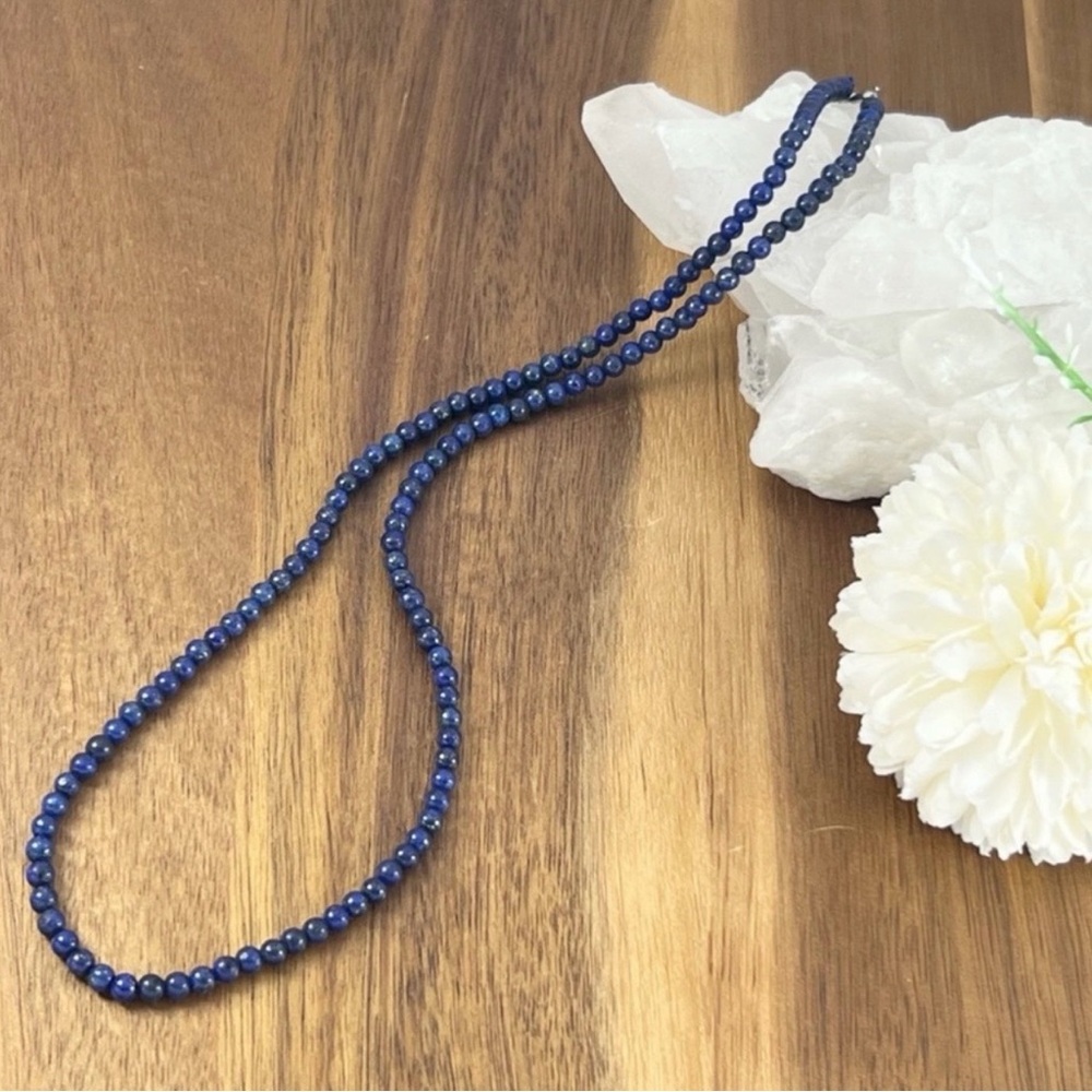 Blue Lapis Lazuli Bead Necklace Chain 18-20” Adjustable Southwest Style New - Picture 3 of 4